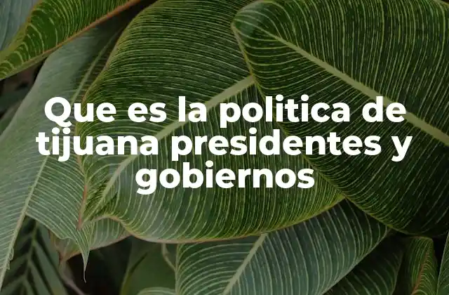 Que es la Politica de Tijuana Presidentes y Gobiernos