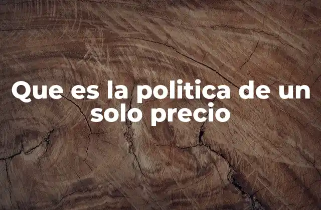 Que es la Politica de un Solo Precio