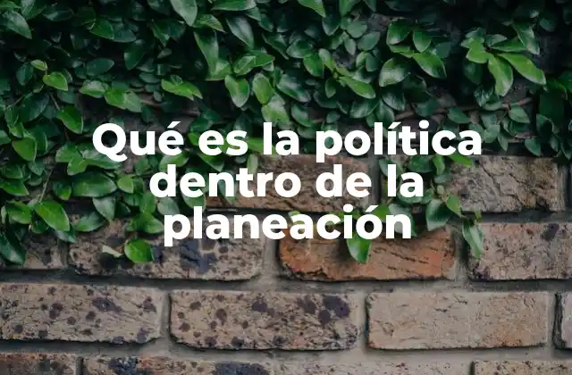 Qué es la Política Dentro de la Planeación