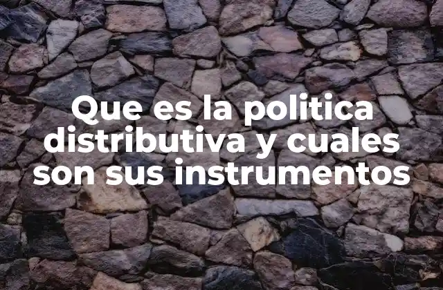 Que es la Politica Distributiva y Cuales Son Sus Instrumentos