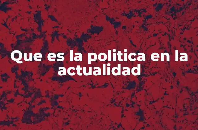 Que es la Politica en la Actualidad