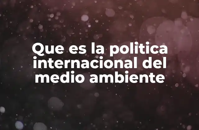 Que es la Politica Internacional Del Medio Ambiente