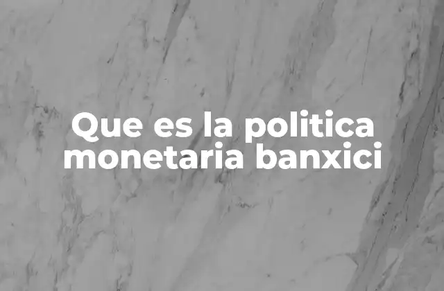 Que es la Politica Monetaria Banxici