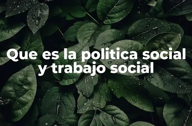 Que es la Politica Social y Trabajo Social
