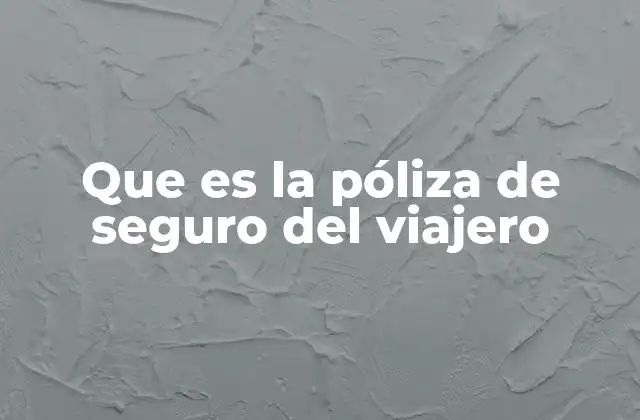 Que es la Póliza de Seguro Del Viajero