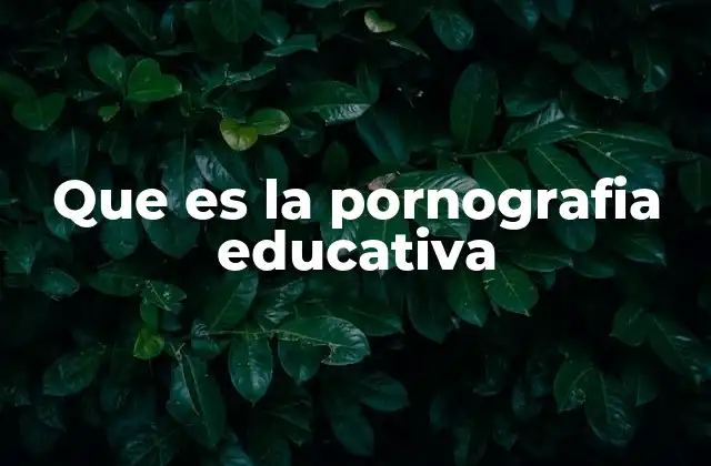 Que es la Pornografia Educativa