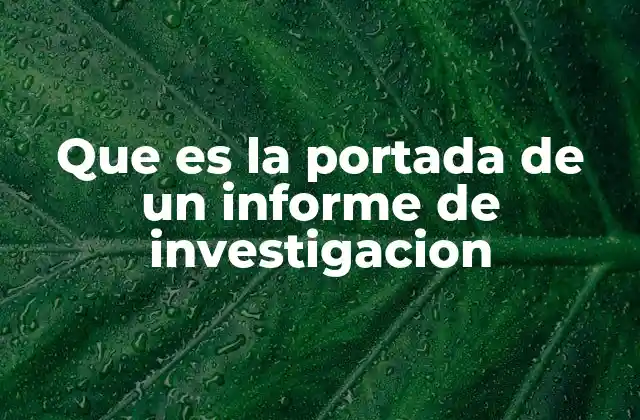 Que es la Portada de un Informe de Investigacion
