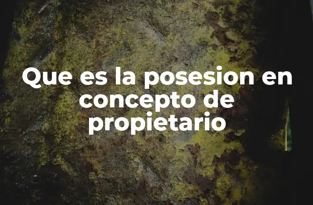 Que es la Posesion en Concepto de Propietario 2 La relación entre posesión y propiedad en el derecho civil