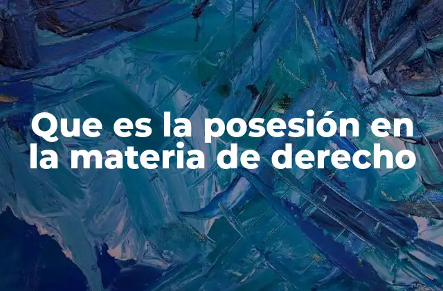 Que es la Posesión en la Materia de Derecho