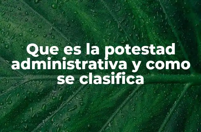 Que es la Potestad Administrativa y como Se Clasifica