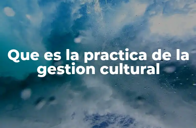 Que es la Practica de la Gestion Cultural