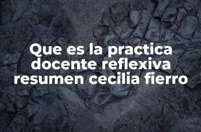 Que es la Practica Docente Reflexiva Resumen Cecilia Fierro