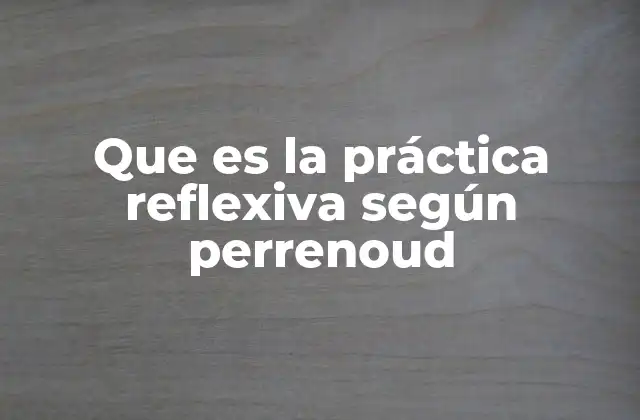 Que es la Práctica Reflexiva según Perrenoud