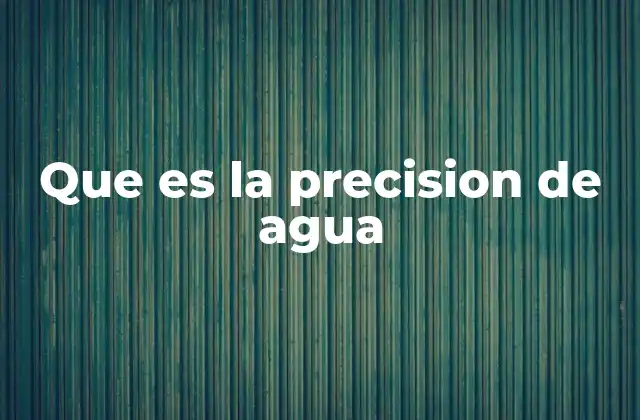 Que es la Precision de Agua 2 El control exacto del agua en el desarrollo sostenible