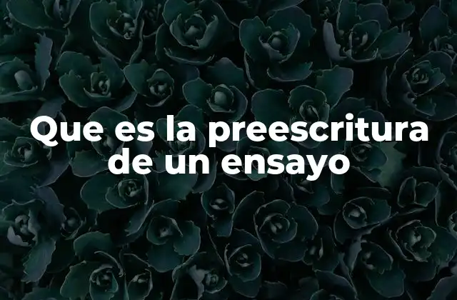 Que es la Preescritura de un Ensayo