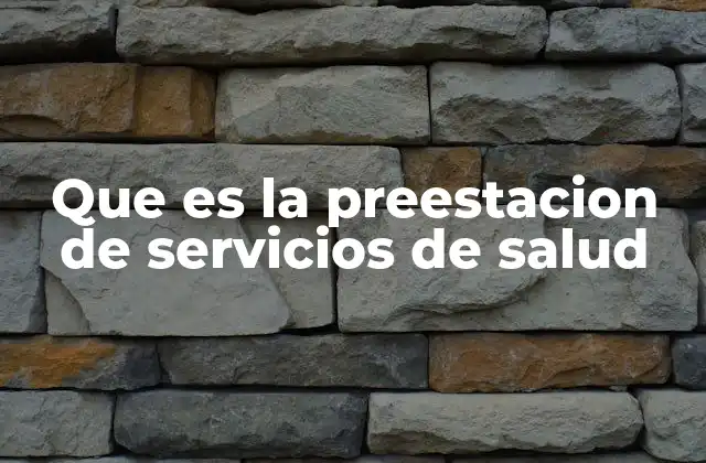 Que es la Preestacion de Servicios de Salud