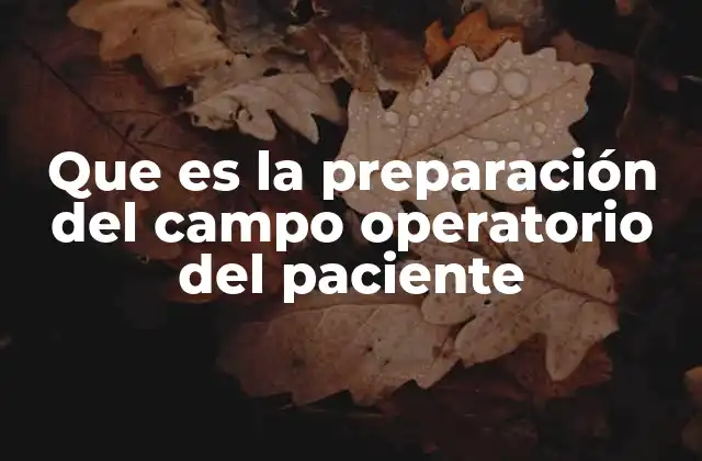 Que es la Preparación Del Campo Operatorio Del Paciente