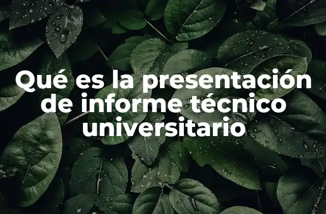 Qué es la Presentación de Informe Técnico Universitario