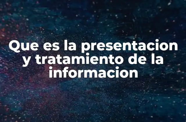 Que es la Presentacion y Tratamiento de la Informacion