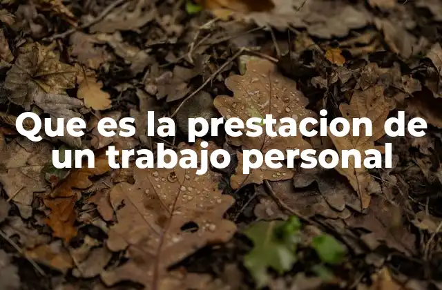 Que es la Prestacion de un Trabajo Personal