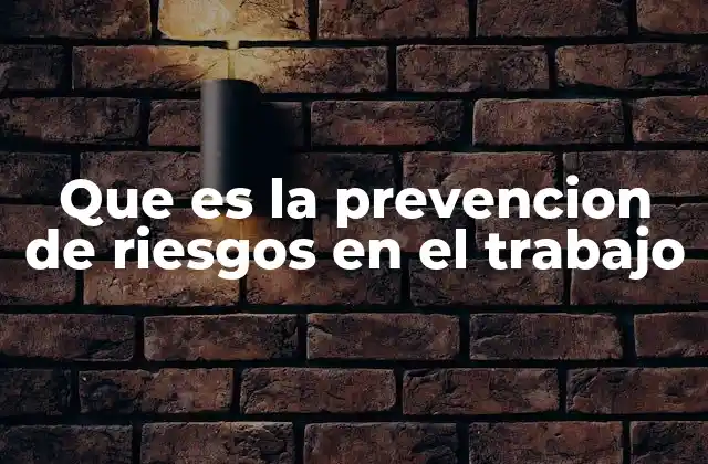 Que es la Prevencion de Riesgos en el Trabajo