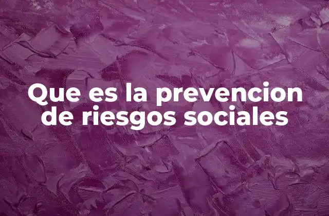Que es la Prevencion de Riesgos Sociales