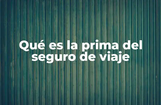 Qué es la Prima Del Seguro de Viaje