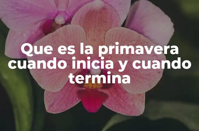 Que es la Primavera Cuando Inicia y Cuando Termina