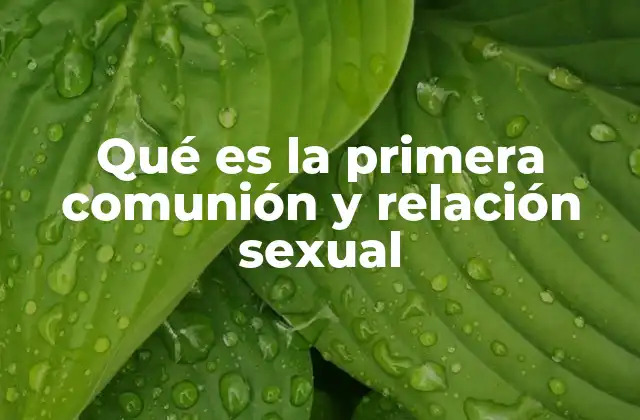 Qué es la Primera Comunión y Relación Sexual