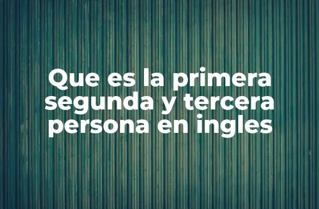 Que es la Primera Segunda y Tercera Persona en Ingles