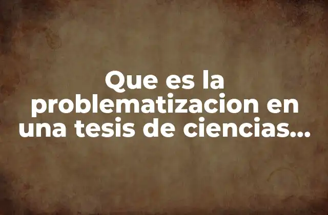 Que es la Problematizacion en una Tesis de Ciencias Sociales