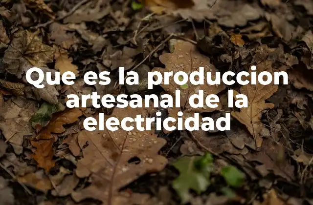 Que es la Produccion Artesanal de la Electricidad