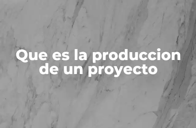 Que es la Produccion de un Proyecto