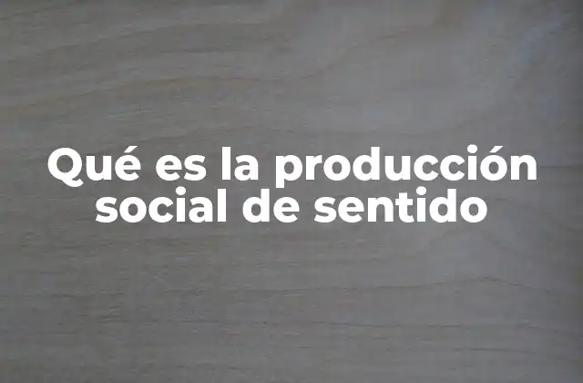 Qué es la Producción Social de Sentido
