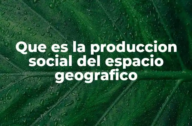 Que es la Produccion Social Del Espacio Geografico