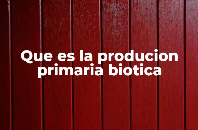 Que es la Producion Primaria Biotica