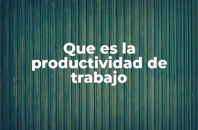 Que es la Productividad de Trabajo