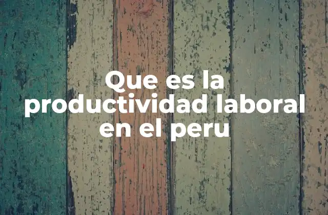 Que es la Productividad Laboral en el Peru