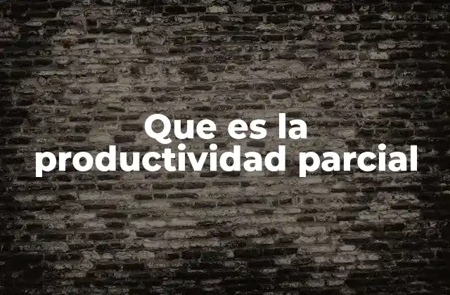 Que es la Productividad Parcial