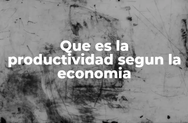 Que es la Productividad Segun la Economia