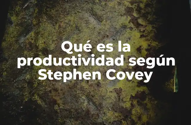 Qué es la Productividad según Stephen Covey