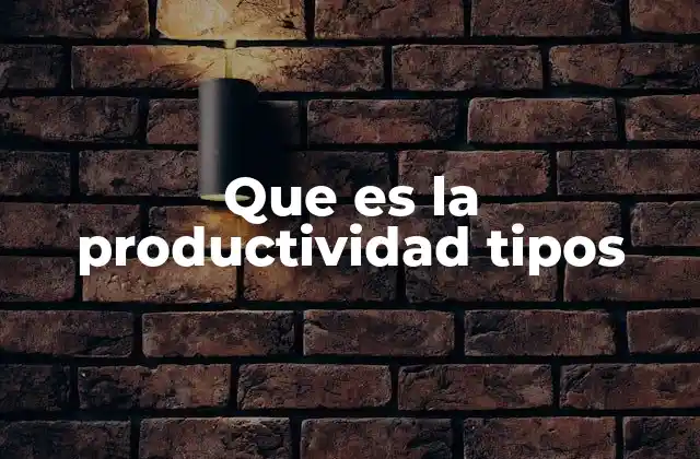 Que es la Productividad Tipos