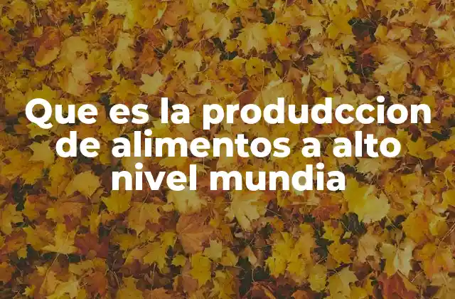 Que es la Produdccion de Alimentos a Alto Nivel Mundia