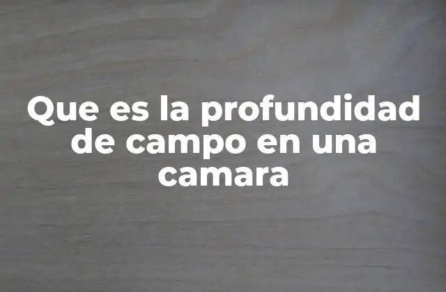 Que es la Profundidad de Campo en una Camara