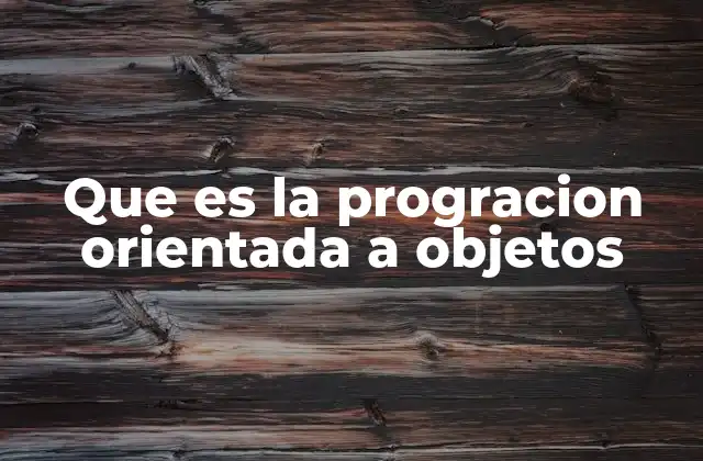 Que es la Progracion Orientada a Objetos