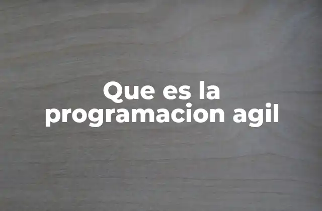 Que es la Programacion Agil