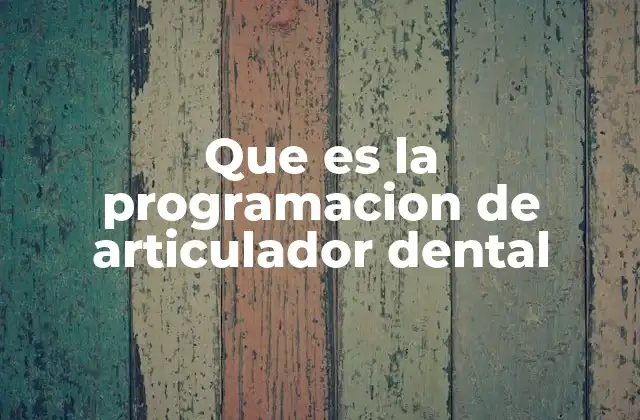 Que es la Programacion de Articulador Dental