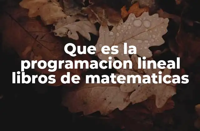 Que es la Programacion Lineal Libros de Matematicas 2 La programación lineal como herramienta matemática para resolver problemas reales