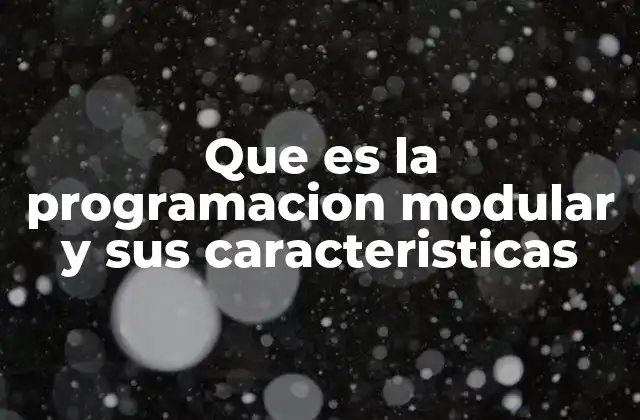 Que es la Programacion Modular y Sus Caracteristicas