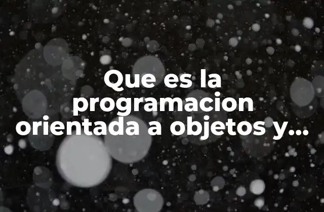 Que es la Programacion Orientada a Objetos y Sus Caracteristicas